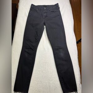 MOTHER Dark Charcoal The Looker Ankle Fray Jeans